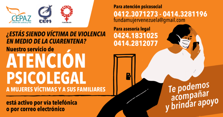 Cepaz, CEM UCV y Fundamujer siguen ofreciendo su servicio de atención psicolegal durante la cuarentena