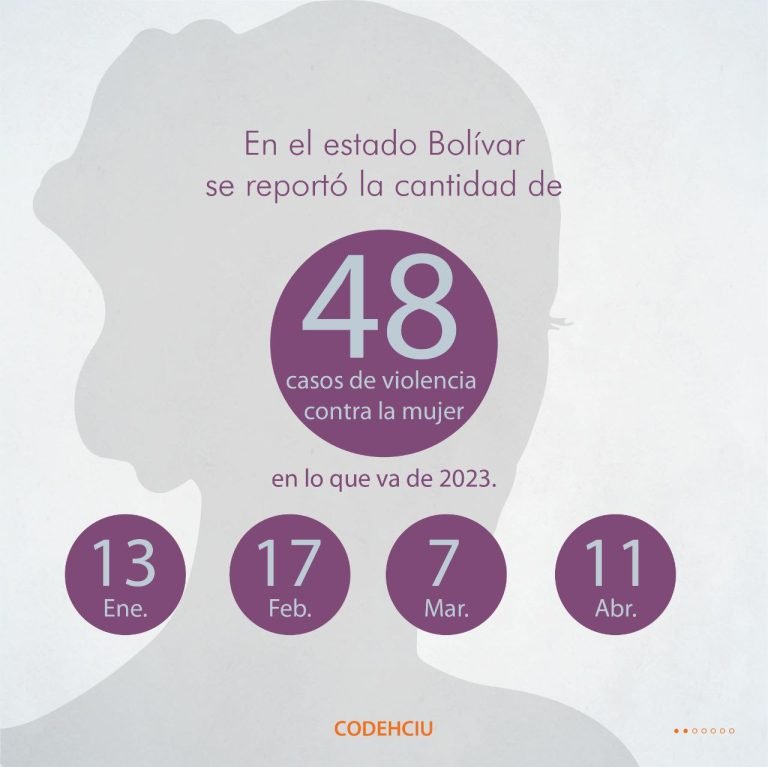 Codehciu revela 48 casos de violencia contra la mujer en el estado Bolívar